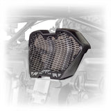 Laser cut aluminum vent panel aligned to grille frame
