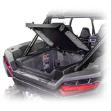 Rear cargo area shown with trunk enclosure open