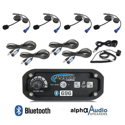 RRP696 4 Person Bluetooth Intercom System with Alpha Audio Helmet Kits